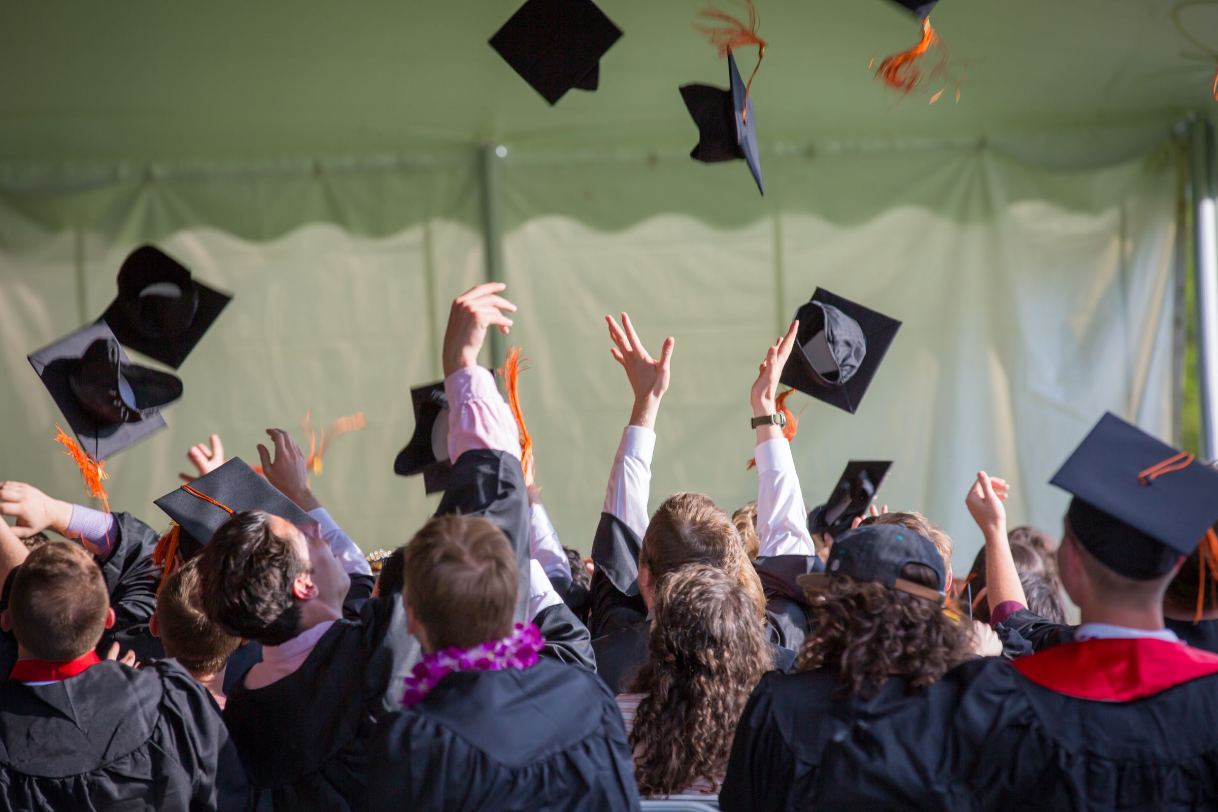 Graduates in caps and gowns